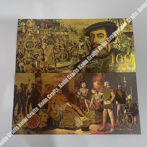 Wholesale High-Quality Card Hernando Cortes 100 Collectible Plastic 24k Gold Foil Plated Banknote - Product Image 3