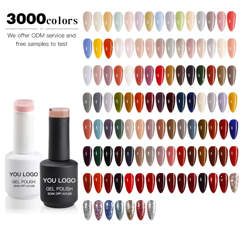 Fashion Gel Nail Polish 3000+ Colors Professional Salon Nails Art Gels Varnish UV LED Factory Custom Nail Lacquer 15ml