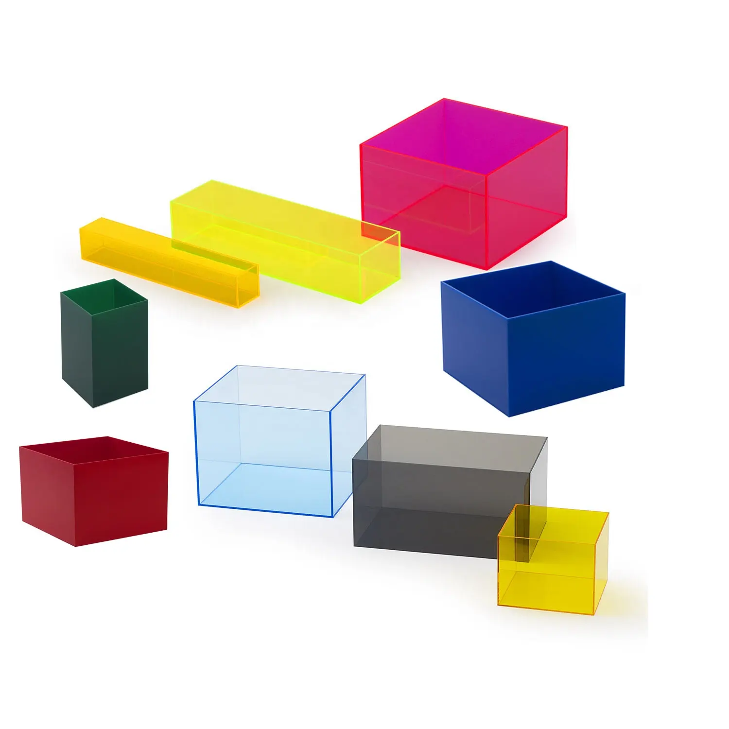 Commercio all'ingrosso di alta qualità su ordine di plastica scatole di immagazzinaggio plexiglass cubo di piccola scatola di acrilico