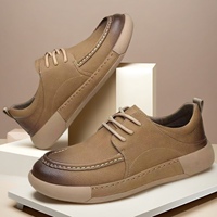 Chaussures basses décontractées en maille à lacets pour hommes noires, chaussures en cuir quatre saisons, chaussures de marche tendance à semelle épaisse