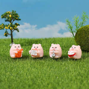 Happy Pig <b>Miniature</b> Resin Ornament 4Pcs Musical Instrument Set For Desktop Car Decoration - Product Image 1