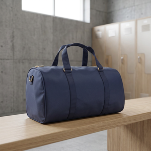 <b>Navy</b> Blue Nylon Duffle <b>Bag</b> Oval Shape Double Handle Zipper Closure Water Resistant Unisex Workout Travel <b>Bag</b> - Product Image 2