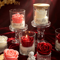 Décoration d'intérieur, bougies parfumées créatives faites à la main en forme de rose, souvenirs de mariage, cadeau pour la Saint-Valentin, bougies en cire de soja parfumées dans un bocal