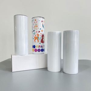 Tazas de café de viaje de 20 oz, blancas, para sublimación, con borde plano, tapa deslizante y pajita de plástico, desde almacén de EE. UU. - Product Image 1