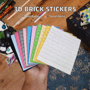 Autocollants muraux modernes personnalisés imperméables et résistants à la fumée en PE, décoration murale pour la maison, autocollants en mousse 3D imitation brique, articles ménagers - Product Image 2