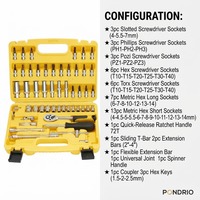 Jeu de clés à douilles en acier CR-V de qualité supérieure, 53 pièces, jeu de douilles 3/4, kit d'outils à main professionnel avec étui pour garage et réparation automobile
