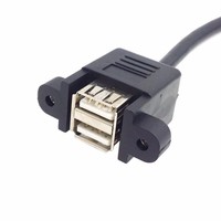 Carte mère 9 broches 2.54mm en-tête vers double USB 2.0 femelle câble de données de montage sur panneau à vis