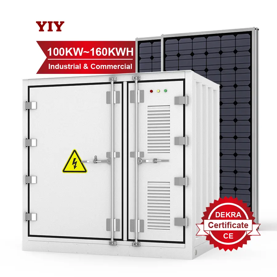 Kabinet 160kwh 500kwh kontainer stasiun tenaga surya industri sistem penyimpanan energi Lifepo4 baterai komersial semua dalam satu