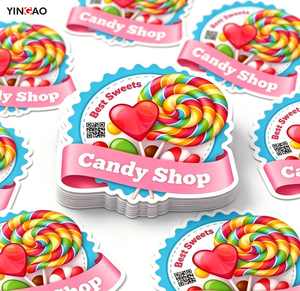Custom <strong>Stickers</strong> Logo Colorful Candy And Cake Vinyl Adhesive <strong>Stickers</strong> With QR Code For Handmade Dessert Shop Promotional <strong>Stickers</strong> - Product Image 3