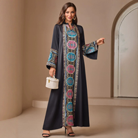 Robe longue à manches longues pour femmes musulmanes, style ethnique vintage, col montant, brodée, longueur cheville, pour banquets du Moyen-Orient