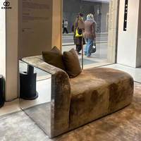 Ensemble de canapés de salon classique américain minimaliste avec design en velours - Grand canapé pour villa ou usage domestique