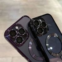 Étui transparent de luxe avec placage magnétique pour iPhone 11 12 13 14 15 16 Pro Max Plus Housse en silicone antichoc