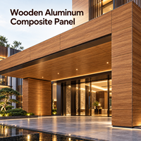 Panneau composite bois-aluminium grain de bois 4 mm 4x8 pieds, plaque ACP revêtue de PVDF pour bardage extérieur d'hôtel