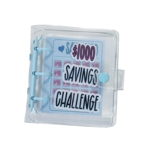 สมุดบันทึกแบบใส PVC A5 ขนาดเล็ก 6 ห่วง สำหรับใส่กระดาษแบบถอดได้ ใช้สำหรับวางแผนเรื่องการเงิน จัดการงบประมาณ พร้อมซองใส่เงินและสติกเกอร์ ช่วยให้ประหยัดเงินได้ถึง 1,000 ดอลลาร์ - Product Image 1