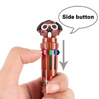 O&Q Offre Spéciale Stylos Bille Fantaisie en Plastique Tendance Kawaii Motif Chien de Dessin Animé 0,7 mm 10 Couleurs Encre Gel pour Bureau