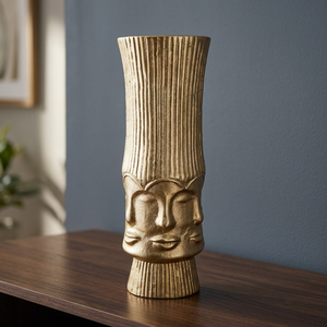 Jarrón de Mesa Art Deco de Bronce Curado, Diseño de Rostro Hecho a Mano, 34 cm de Altura - Product Image 6