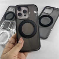 Penutup ponsel bening untuk IPhone 16, dengan Sensor kontrol kamera penyangga berputar magnetik dan tombol logam