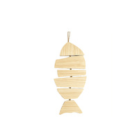 Décoration murale en bois en forme de poisson à suspendre avec corde pour salon, chambre, entrée, décoration de maison de style côtier