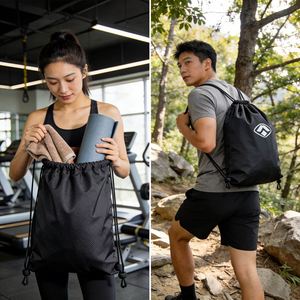 Custom Reusable Waterproof Large Capacity <b>Drawstring</b> <b>Backpack</b> for Sports Gym Use Unisex Polyester Cinch Bag - Product Image 2