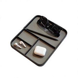 PU Leather <b>Square</b> Modern Luxury Foldable Storage Tray 4-7 Compartments Portable Home Organizer for Jewelry <b>Keys</b> Perfume - Product Image 3