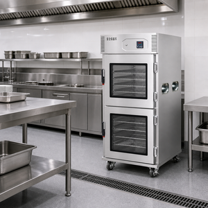 Carrello di Servizio in Acciaio Inox per Cucine Commerciali, Armadio Termico con Doppie Porte in Vetro per Banchetti - Product Image 1