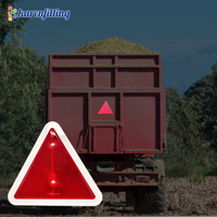 Lot de 2 panneaux de signalisation pour véhicules à faible vitesse en plastique rouge avec triangle en plastique durable, panneau de sécurité haute visibilité pour équipement agricole