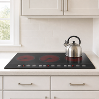 Table de cuisson électrique vitrocéramique commerciale 6 zones avec PCB de contrôle, conception multi-brûleurs en bande longue, tube numérique et relais indépendants pour cuisine