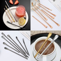 Agitateurs en acier inoxydable de qualité alimentaire avec logo personnalisé, pour café, boissons, cocktails, lait, cuillères à mélanger