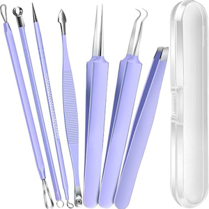 Kit de 7 Piezas de Acero Inoxidable para Eliminar Puntos Negros, Extractor de Espinillas y Comedones, Set de Cuidado Facial con Estuche de Almacenamiento - Product Image 1