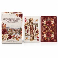 Livre d'or personnalisé en cartes à jouer, thème Mariage Automne Nouvelle-Angleterre, Portrait de couple en aquarelle rose, 5787mm 300gsm couché