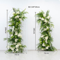 Arche de fleurs artificielles en soie d'hortensia vert et blanc pour toile de fond de mariage, fête, guirlande florale de fenêtre pour location événementielle