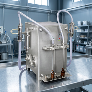 Machine industrielle semi-automatique à double tête pour liquides, pour bouteilles de boissons en verre de 200 ml, avec PLC, pour miel et shampoing, précision 0,1 %, faible bruit - Product Image 1