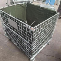Cage galvanisée de stockage de maille de conteneur de fil de cage de palette de stockage en métal avec des roues