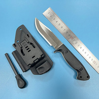 Couteau de chasse à lame fixe à pointe tombante, couteau de survie avec allume-feu, couteau de bushcraft OEM avec étui Kydex