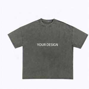 Custom Men's Vintage T-<b>Shirts</b> Acid Washed Distressed Oversized 100% Cotton Regular Fit Luxury Blank Solid Pattern Knitted O-Neck - Product Image 1