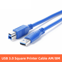 Kabel Printer OEM USB 3.0 a Male B Male Round Pin 5Gbps Tembaga PVC Fleksibel untuk Printer Scanner Brother Likai