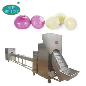 Industry Automatic Chain Type Peel Onions Air Peeler Machinery For Sale And Root Cutting Onion Peeling Machine Skin Peeler