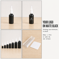 Flacon pulvérisateur vide noir mat pour emballage cosmétique, huile essentielle, échantillon de voyage 5-100ml, verre opaque à brume fine, vente en gros