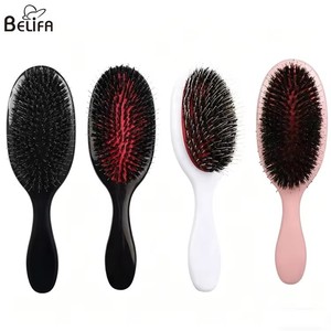 Manico nero personalizzato in plastica ovale Paddle Massage cuoio capelluto pettine in Nylon setola districante spazzola per Extension per capelli - Product Image 1