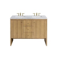 Penjualan langsung pabrik Set Vanity kamar mandi kayu Solid lempengan batu tahan air Top untuk penggunaan rumah