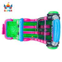 Glitch Gamer Toboggan aquatique gonflable à double piste, coloré, modèle Player 1, avec piscine pour événements estivaux et fêtes d'enfants