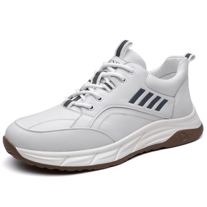 รองเท้าผ้าใบหนังสีขาวสำหรับผู้ชาย น้ำหนักเบา ส้นเตี้ย พื้นยาง รองเท้าลำลองสไตล์สปอร์ตสำหรับใส่พักผ่อน - Product Image 5