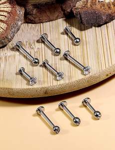 Gaby Blue Opal Implant Grade Al Por Mayor Astm F136 Titanium Labret Earring Top Push Pin Stud Piercing De Titanio Jewelry - Product Image 5