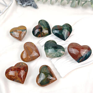Cristal de <span class=keywords><strong>Jaspe</strong></span> Oceánico Pulido en Forma de Corazón de Alta Calidad, Cristal Artesanal para Regalo - Product Image 2