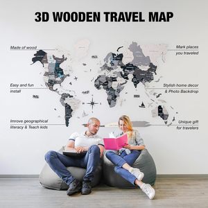 Mappa del Mondo in Legno 3D all'Ingrosso per Decorazione Casa e Ufficio - Product Image 4