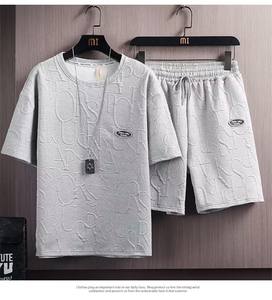 Modello estivo creativo Vintage Streetwear 2 pezzi Set da uomo tuta bianca <span class=keywords><strong>pantaloncini</strong></span> da uomo 3D lettere abiti formali - Product Image 6