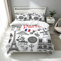Ensemble de literie 3 pièces de style britannique, motif d'impression numérique 3D, ensemble de housse de couette pour mariage