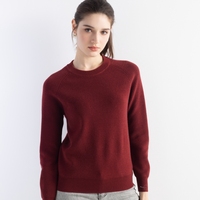 Pull en laine premium lisse à col rond pour femme, tricoté en brioche, style pêcheur, pour l'automne et l'hiver – En promotion