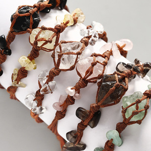 Handmade Beaded <b>Bracelet</b> Natural Raw Stone Woven with <b>Rope</b> Wrap Healing Energy Crystal Charm Card Gift for Loved Ones - Product Image 3