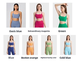 Nouveau haut de yoga avec bretelles <span class=keywords><strong>spaghetti</strong></span>, soutien-gorge de sport respirant pour femme, vêtement de fitness d'été en Spandex/Nylon, soutien léger DW399 - Product Image 5